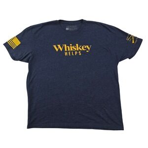 Grunt Style Whiskey Helps T-Shirt Mens 3X Navy Blue Patriotic Graphic Tee Cotton